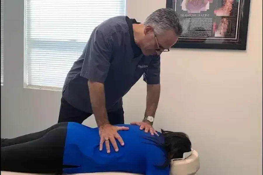 Dr. DeSalvo performing a chiropractic adjustment at DeSalvo Chiropractic in Novato, CA